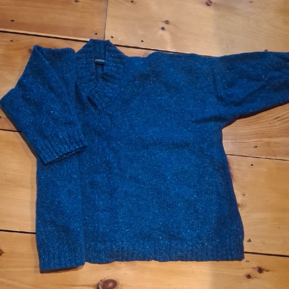 Eskandar Blue Cowl Neck Sweater
